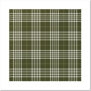 Sage Green and White Tartan Plaid Pattern Posters and Art